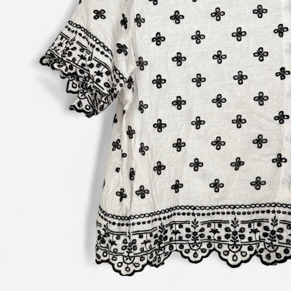 Abercrombie & Fitch Short-Sleeve Linen-Blend Embroidered Shirt Size Small - Picture 6 of 6